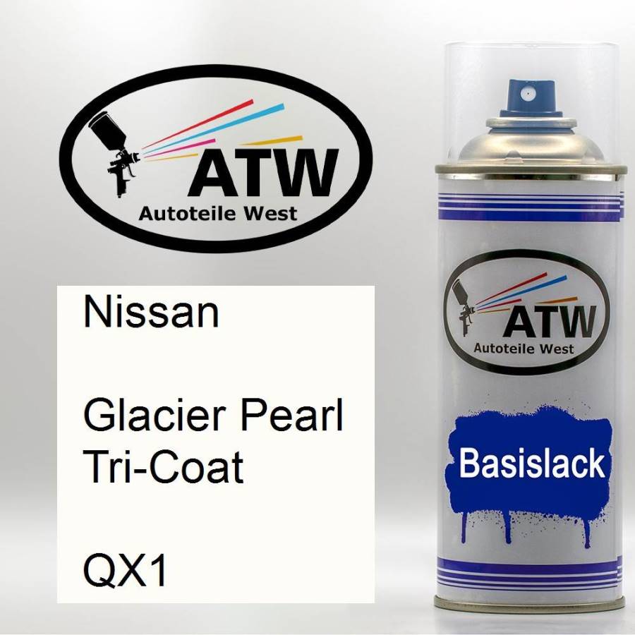Nissan, Glacier Pearl Tricoat, QX1: 400ml Sprühdose, von ATW Autoteile West.